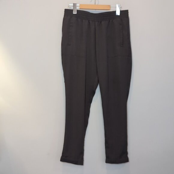 GAP Flowy Ankle Pants Cuffed Pull On Trousers Elastic Waist Graphite Gray - Picture 2 of 13